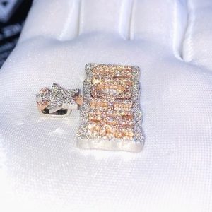 Collar con Colgante de Lujo Personalizado con Nombre, Chapado en Oro de 18K y Plata de Ley, con Moissanita VVS Totalmente Cubierta de Piedras, Estilo Hip Hop, para Hombres y Mujeres - Product Image 3