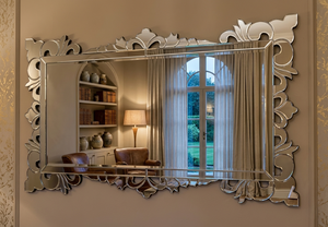 Venetian Large Size full big Wall Mirror Etched Floral Beveled <b>Frame</b> <b>Antique</b> Silver Full Length Decorative Luxury Handmade Home - Product Image 2
