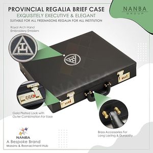 Mallette rigide noire en similicuir pour tablier de régalia maçonnique provincial, avec emblème Triple Tau doré pour chapitre Royal Arch - Product Image 3
