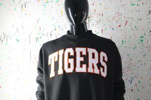Sweat-shirt à col montant TIGERS BLACK 100% blanc avec broderie appliquée, col large, fils fins - Product Image 2