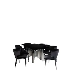 Modern Stainless Steel Coffee <b>Table</b> with Black Glass Top Rectangle Design for Living Room Indoor Furniture Decoration - Product Image 4