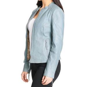 Vestes pour femmes bleu ciel avec logo personnalisé très demandées, vestes classiques, manteaux en cuir élégants pour l'hiver, vestes bomber authentiques, streetwear - Product Image 5