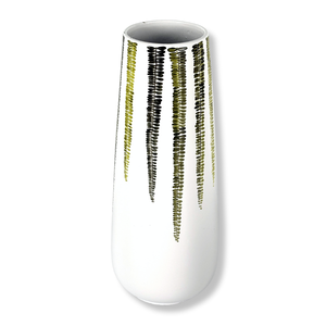 Hecho a mano Vintage rústico alto blanco cerámica Art Deco abstracto colgante vid hoja patrón boda hogar Decoración cilindro forma florero - Product Image 2