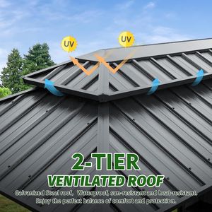 Gazebo per Barbecue da Esterno 6x10FT con Tetto Rigido in Acciaio Zincato Doppio, 2 Armadietti, Tettoia per Griglia da Patio, Pergola, Padiglione - Product Image 3