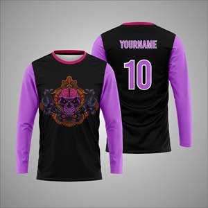 Maillot de sport personnalisé à manches longues en polyester 100% avec sublimation, impression du nom et du numéro de l'équipe sur le devant, séchage rapide - Product Image 1
