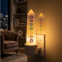 Lámpara de noche de selenita y ágata, siete chakras, sanación Reiki, corrección Vastu, para el hogar, eliminación de energía negativa, amor para la curación