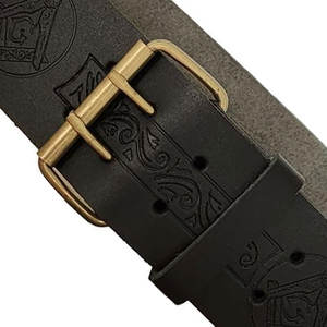 Boucle de ceinture maçonnique en laiton massif personnalisée pour tenue traditionnelle écossaise avec sangle en cuir noir véritable OEM ODM - Product Image 6