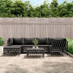 Set Lounge da Giardino Antracite 6 Posti con Struttura in Acciaio, Resistente alle Intemperie, Arredamento da Esterno dal Design Contemporaneo - Product Image 1