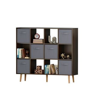 Libreria in Legno di Quercia Antico Moderno, Scaffale Marrone per Soggiorno o Hotel, Arredamento per la Casa - Product Image 4