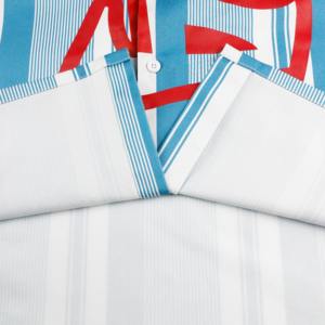 Chemises à manches courtes en coton pur à rayures bleues et blanches avec logo personnalisé pour hommes élégants - Product Image 6