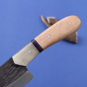 Couteau à lame fixe en acier au carbone, lame droite, couteau à dépecer de qualité industrielle, manche en résine et bois, couteaux de chasse personnalisés OEM - Product Image 2