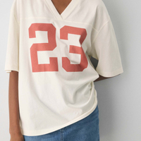 Camiseta de Verano Casual para Mujer, Cuello en V, Talla Grande, Tejida en Algodón 100%, Lavada, Holgada, de Manga Corta, Transpirable y de Secado Rápido, Estilo Vintage