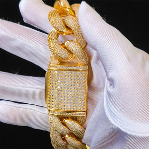 Pulsera Cubana de Plata 925 con Diamantes Cultivados en Laboratorio Certificados, Estilo Miami Iced Out, Acabado en Oro y Plata, Joyería para Hombre - Product Image 2