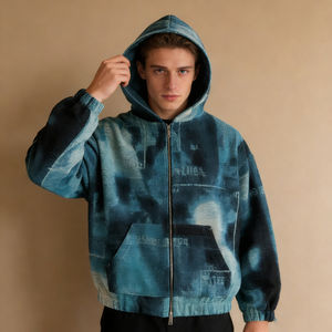 Sudadera con Capucha para Hombre, Azul y Negro, Estilo Vintage, Ecológica, de Tela Suave para Invierno, Cómoda, Moderna, Versátil, para Uso Diario - Product Image 2