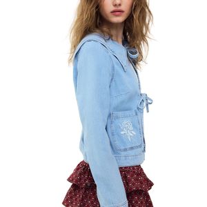 Chaqueta Vaquera Personalizada para Mujer, Abrigo Informal de Mezclilla, Manga Larga, Cierre de Botones, Prenda Exterior de Moda para Uso Diario y Urbano, OEM ODM - Product Image 1