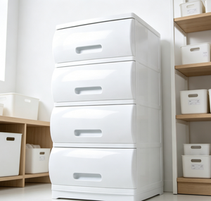 Cajonera Apilable de Plástico Blanco de 4 Niveles para Bebés, Armario de Almacenamiento para Guardería, Torre de Almacenamiento para Ropa y Juguetes en la Habitación de los Niños - Product Image 5