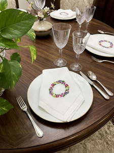 Custom Wholesale Handmade <b>Square</b> Embroidered Cotton Hemstitch Napkin Full Sizes Machine Washable Durable Airplane Home Wedding - Product Image 2