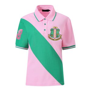 เสื้อโปโล AKA สีชมพูเขียว พรีเมียม 08 รุ่นยูนิเซ็กส์ แขนสั้น คอปก ปักลายตราสัญลักษณ์ แฟชั่นเสื้อผ้าสไตล์กรีก - Product Image 6