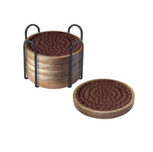 Juego de 6 Posavasos de Madera, Decoración Moderna y Estética de Lujo para Mesa de Centro, Mármol Blanco con Posavasos de Latón Dorado - Product Image 1