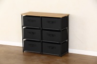 Commode moderne à 6 tiroirs en tissu avec structure en tubes métalliques, structure KD à volume de rangement minimal, organisateur de rangement domestique