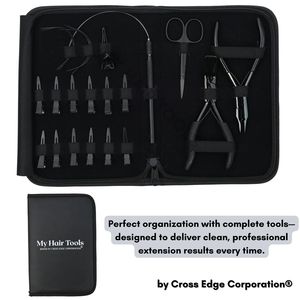 Kit complet d'outils pour extensions de cheveux noirs avec pince à perles, pince à fermer les perles, aiguilles courbées pour extensions de cheveux et mini-ciseaux - Product Image 5