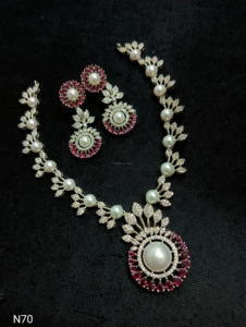 Ensemble de bijoux de mariée en diamant américain classique Collier et boucles d'oreilles en deux pièces pour mariage Style classique à la mode - Product Image 2