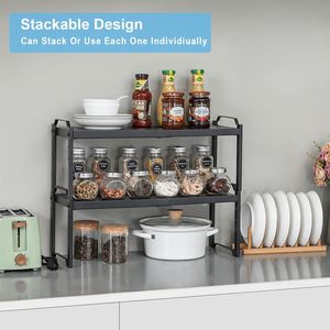 Expandable Countertop <b>Shelves</b> <b>for</b> <b>Kitchen</b> Cabinet Storage Pack of Stackable Organizers - Product Image 4