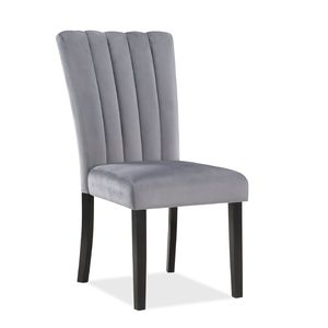 Juego de Comedor Contemporáneo de 5 Piezas con Cubierta Rectangular de Imitación Mármol, Acabado Negro, Sillas Tapizadas con Diseño de Canales, Madera Sólida - Product Image 4