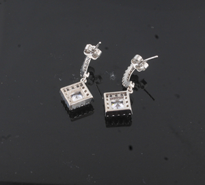 Handmade 925 <b>Silver</b> Plated Gemstone <b>Earrings</b> For Women Minimalist Style CZ Stone Boho Drop <b>Dangle</b> <b>Earring</b> Wholesale - Product Image 4