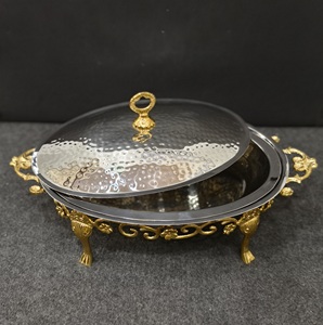 2026 Luxury Top Trending Oval Style Chafing Dish With Ornate <b>Legs</b> Hammered Lid High Quality Brass And Stainless Steel Available - Product Image 3