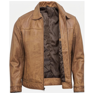 Custom <b>Men</b> Vintage Tan <b>Brown</b> Genuine <b>Leather</b> <b>Jacket</b> OEM Wholesale Classic <b>Leather</b> <b>Jacket</b> - Product Image 6