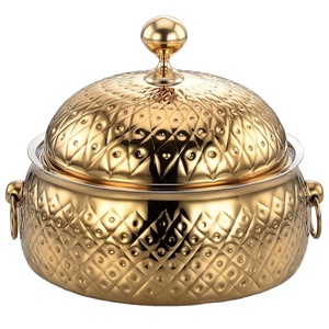 Pot de nourriture de serveur de stockage de Style indien de concepteur en métal de haute qualité pour la vaisselle de cuisine à domicile Hotpot - Product Image 1