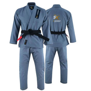Conjunto de 5 kimonos de judo unisex para adultos, 100% algodón, 360g, bordado duradero, fusión sin costuras en la parte delantera, secado rápido, ajuste regular, gris, para artes marciales - Product Image 1