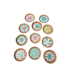 Rattan Mother Of Pearl Coaster <b>Placemat</b> With Blue Shell Flower Bohemian Design Mats & Pads Coaster - Product Image 1