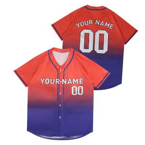Camiseta de Béisbol Personalizada con Degradado, Manga Corta, Cuello en V con Botones, Unisex, para Adultos, Estampado Sublimado, Transpirable, de Poliéster - Product Image 3
