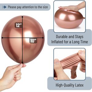 Confezione da 54 Palloncini Metallizzati Oro Rosa da 12 Pollici per Decorazioni Festive - Product Image 2