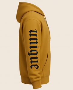 Sudadera con Capucha Amarilla Impermeable y Antiencogimiento para Hombre con Estampado Gráfico 'UNIQUE' - Ropa Casual Elegante y Cómoda - Product Image 2