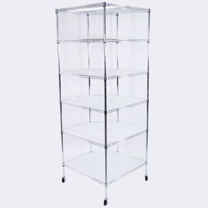 Mensola angolare poligonale cromata con ruote in PP da 2 pollici 680x680x1800mm Argento - Product Image 6