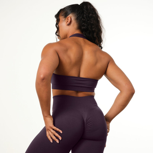 Leggings de Yoga de Cintura Alta sin Costuras para Mujer, Pantalones Deportivos de Color Sólido, Conjunto de Sujetador Deportivo, Ropa Deportiva Morada - Product Image 2
