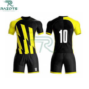 Uniformes de football professionnels de haute qualité en gros, fabrication OEM directe d'usine, manches courtes, grandes tailles - Product Image 2