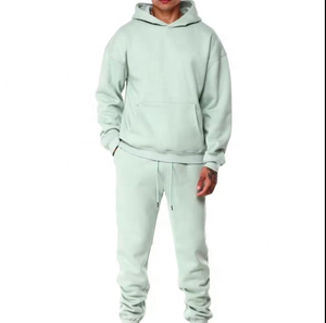 Heavyweight Fleece Casual Solid Sweat Suit 2-Piece Hoodie Crewneck <b>Oversized</b> Sweatshirt Sweatpants <b>Jogger</b> Tracksuit Breathable - Product Image 4