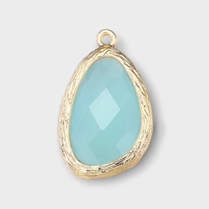 Pendentifs en pierres précieuses plaqués or, en verre facetté en forme de goutte, avec sertissage clos en argent 925, finition brossée vintage, 14x22mm, pour bijoux DIY, vente en gros - Product Image 4