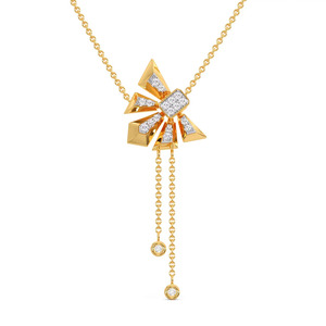 Collier classique en diamant avec barre centrale, deux accents ronds latéraux et un design minimaliste et épuré - Product Image 1