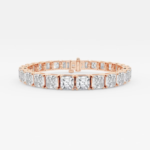 Bracelet tennis classique en diamants de laboratoire Asscher 27 CTW, 7,5 pouces, élégant bracelet en ligne de diamants, bijoux pour femmes - Product Image 3