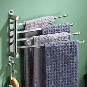 Minimalist Classic Wall Mounted Waterproof Towel Holder Stainless Steel Bath Rack <b>Black</b> Silver Gold Finish - Product Image 6