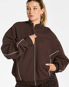 Sudadera con Capucha Extra Grande con Cierre y Detalles de Ribete en Contraste, Personalizable con Logotipo del Proveedor OEM, de Algodón Transpirable, Estilo Urbano para Mujer - Product Image 4