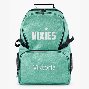 Custom Mint Green Glitter <b>Waterproof</b> Anti-Theft GPS Cheerleading <b>Backpack</b> with Patches Personalized Team Dance Sports School - Product Image 1