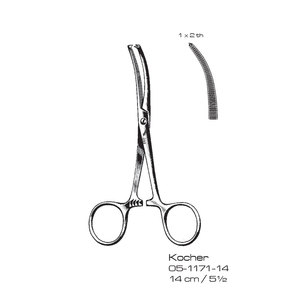 Pinces hémostatiques Kocher 14 cm 5½, pince chirurgicale manuelle pour chirurgie générale, instrument de classe II certifié CE - Product Image 1