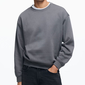 Sudadera de Algodón para Hombre, Cuello Redondo, Corte Regular, Color Sólido, Estilo Casual para Otoño, Gris - Product Image 1