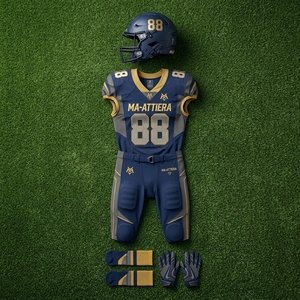 Custom Navy Gold American Football Jersey <b>Pants</b> Set <b>Padded</b> Team Uniform Wholesale Sportswear Manufacturer - Product Image 4